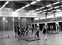 Die Turnhalle der Hauptschule mit Tribüne