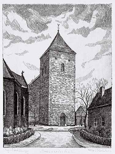 Der Turm der St.-Magnus-Kirche von der Westseite des Kirchplatzes