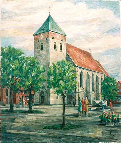 Der Kirchplatz und die St.-Magnus-Kirche von Südwesten
