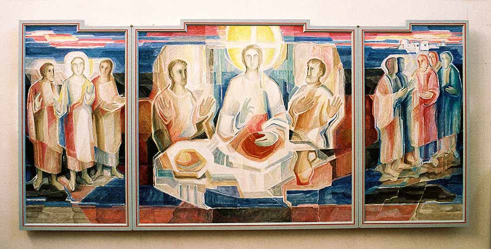 Triptychon  in der Kapelle in einem Altenwohnheim in Hagen. Die Emmaus-Jünger 
