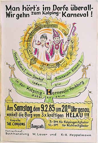 Plakat zum Kolping–Karnevalsfest 1985