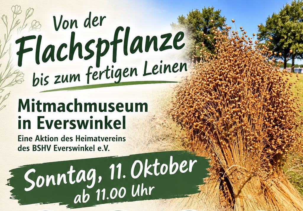 Von der Flachspflanze bis zum Leinen - Mitmachmuseum in Everswinkel